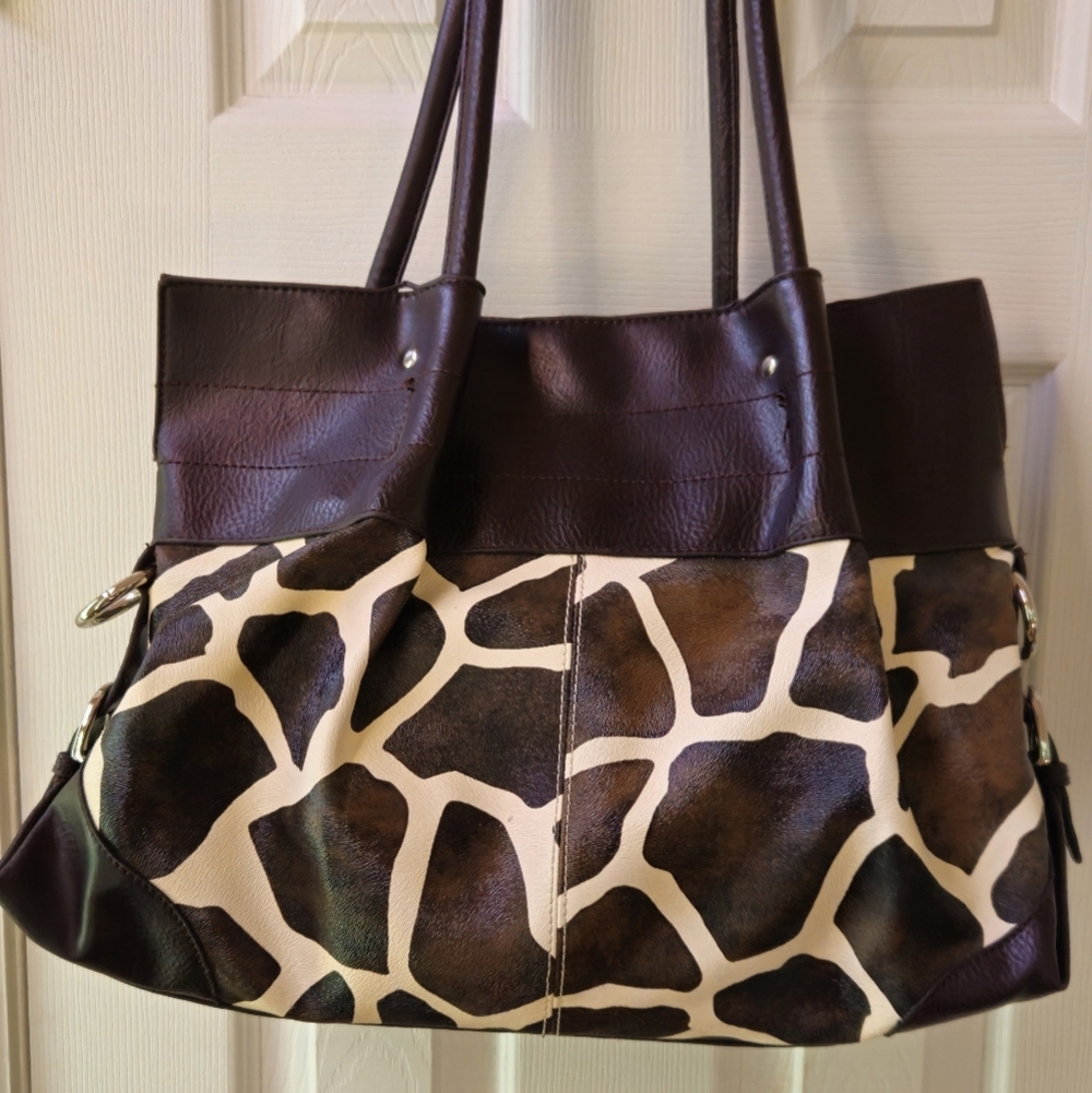 Brown Giraffe-Print Shoulder Bag – Women’s Fashion Tote